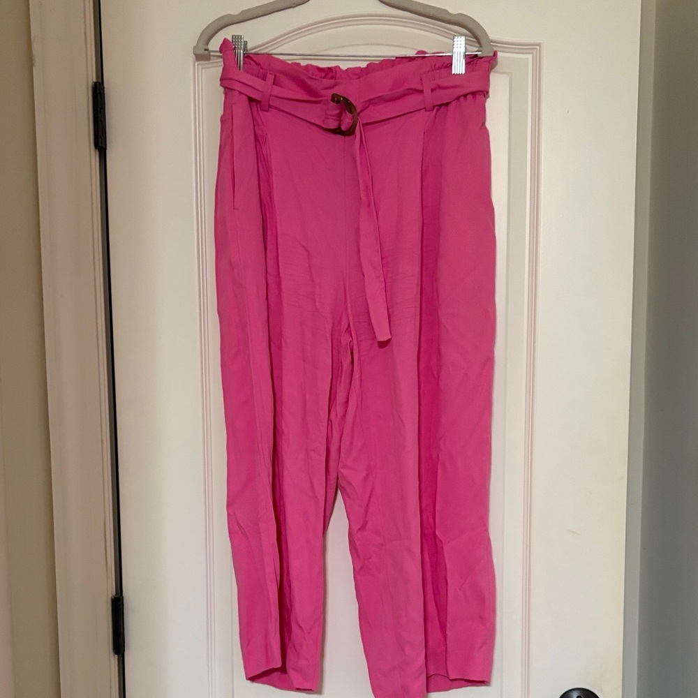 Ann Taylor Pink Belted Flowy Pants